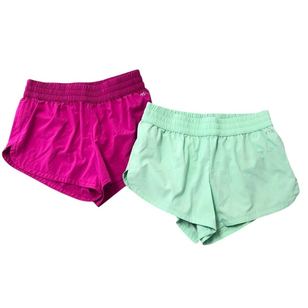 DSG Running Shorts Womens XS Pink Green Athletic Gym‎ Activewear 2-Pack